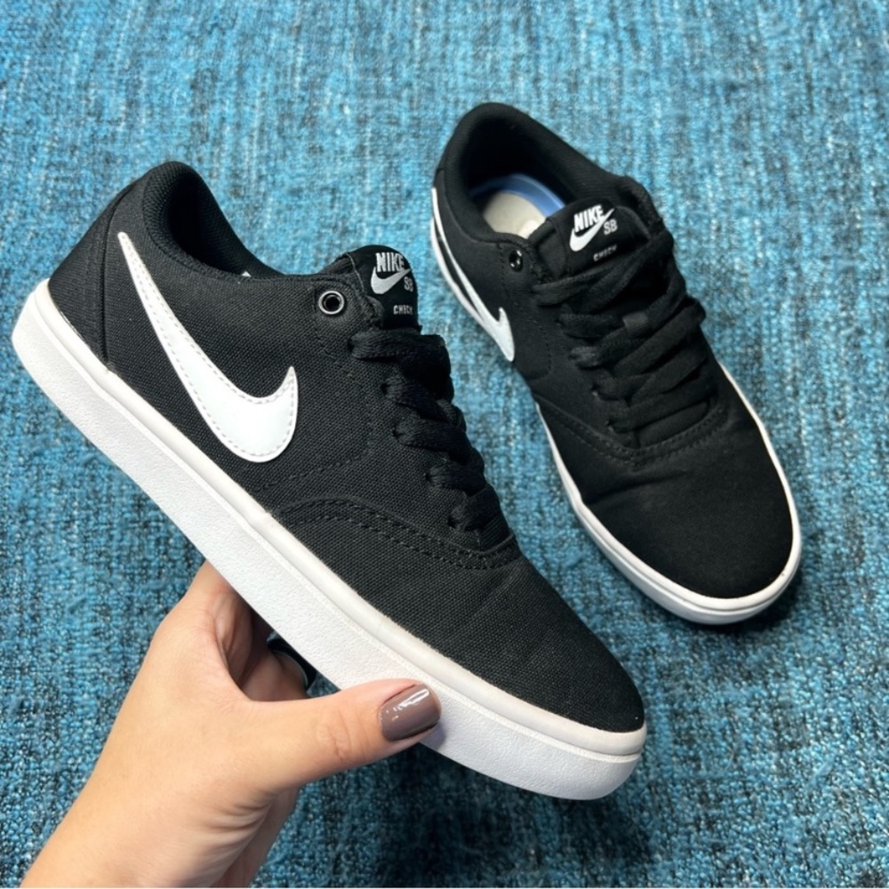 Nike SB Check Solar Canvas Sneakers in Black White - Picture 7 of 7